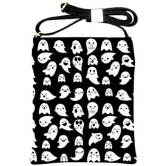 Cute Kawaii Ghost Pattern Shoulder Sling Bag by Valentinaart