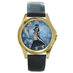 Wonderful Fantasy Women Round Gold Metal Watch by FantasyWorld7