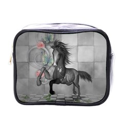Wonderful Black And White Horse Mini Toiletries Bag (one Side) by FantasyWorld7