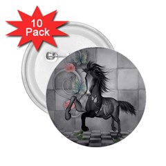 Wonderful Black And White Horse 2 25  Buttons (10 Pack)  by FantasyWorld7