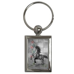 Wonderful Black And White Horse Key Chain (rectangle) by FantasyWorld7