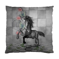Wonderful Black And White Horse Standard Cushion Case (one Side) by FantasyWorld7