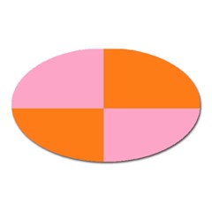 Mod Pink And Orange Squares Oval Magnet by snowwhitegirl