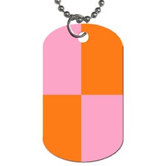 Mod Pink And Orange Squares Dog Tag (one Side) by snowwhitegirl