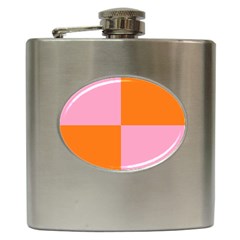 Mod Pink And Orange Squares Hip Flask (6 Oz)