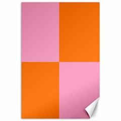 Mod Pink And Orange Squares Canvas 24  X 36 