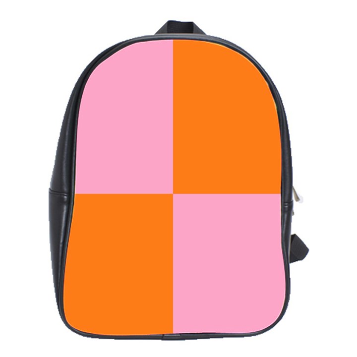 Mod Pink And Orange Squares School Bag (Large)