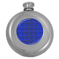 Daisy Royal Blue Round Hip Flask (5 Oz)