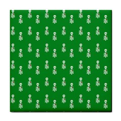 Skeleton Green Background Tile Coaster