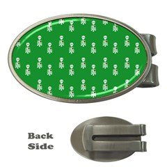 Skeleton Green Background Money Clips (oval) 