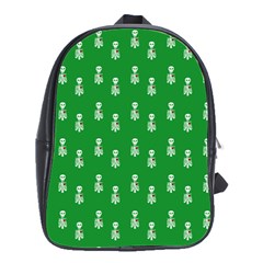 Skeleton Green Background School Bag (large)
