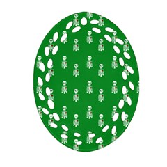 Skeleton Green Background Oval Filigree Ornament (two Sides) by snowwhitegirl