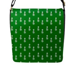 Skeleton Green Background Flap Closure Messenger Bag (l) by snowwhitegirl