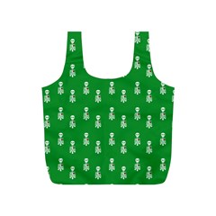 Skeleton Green Background Full Print Recycle Bag (s) by snowwhitegirl