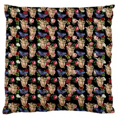 Angel Cherub Butterflies Black Large Cushion Case (two Sides)