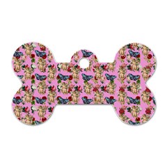 Angel Cherub Butterflies Pink Dog Tag Bone (one Side)