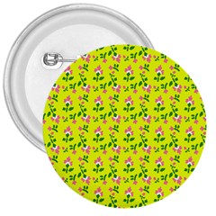 Carnation Pattern Yellow 3  Buttons by snowwhitegirl