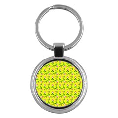 Carnation Pattern Yellow Key Chain (round) by snowwhitegirl