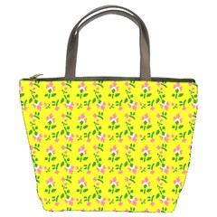 Carnation Pattern Yellow Bucket Bag by snowwhitegirl