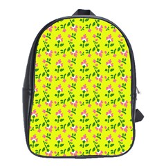 Carnation Pattern Yellow School Bag (xl) by snowwhitegirl