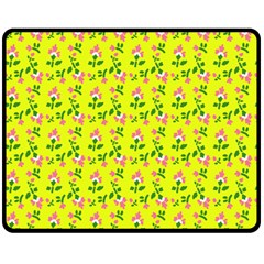 Carnation Pattern Yellow Double Sided Fleece Blanket (medium)  by snowwhitegirl