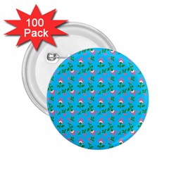 Carnation Pattern Blue 2 25  Buttons (100 Pack) 