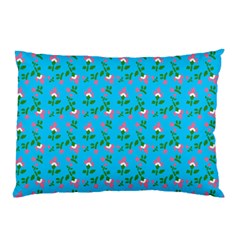 Carnation Pattern Blue Pillow Case by snowwhitegirl