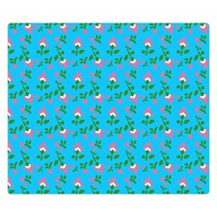 Carnation Pattern Blue Double Sided Flano Blanket (small) 