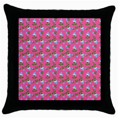 Carnation Pattern Pink Throw Pillow Case (black) by snowwhitegirl