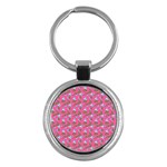 Carnation Pattern Pink Key Chain (Round) Front