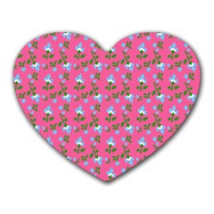 Carnation Pattern Pink Heart Mousepads by snowwhitegirl