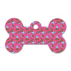 Carnation Pattern Pink Dog Tag Bone (one Side)