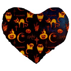 Funny Halloween Design Large 19  Premium Heart Shape Cushions