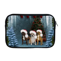 Christmas, Cute Dogs With Christmas Hat Apple Macbook Pro 17  Zipper Case by FantasyWorld7