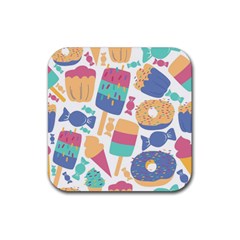 Icecream Pattern Pastel Sumer Rubber Coaster (square) 