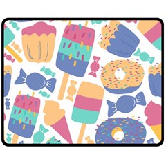 Icecream Pattern Pastel Sumer Double Sided Fleece Blanket (medium) 