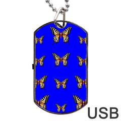 Butterfly Pattern Blue Insects Dog Tag Usb Flash (two Sides)