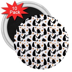 Black Cat Star Christmas Tree 3  Magnets (10 pack) 