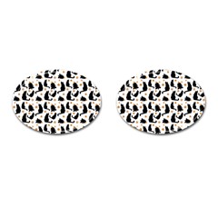 Black Cat Star Christmas Tree Cufflinks (Oval)