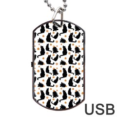 Black Cat Star Christmas Tree Dog Tag USB Flash (One Side)