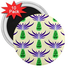 Thistles Purple Flora Flowering 3  Magnets (10 Pack) 