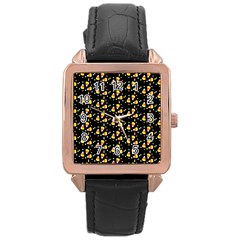 Abstract Pattern Rose Gold Leather Watch 