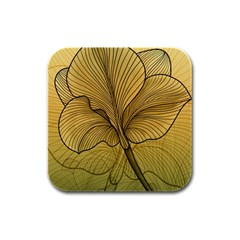 Leaves Design Pattern Nature Rubber Square Coaster (4 Pack) 