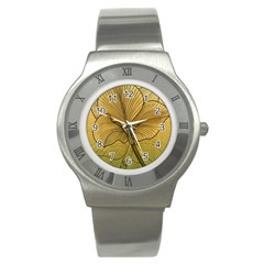 Leaves Design Pattern Nature Stainless Steel Watch