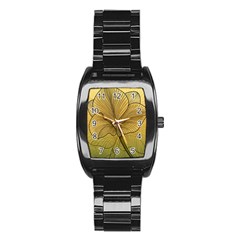 Leaves Design Pattern Nature Stainless Steel Barrel Watch