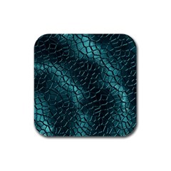 Texture Glass Network Glass Blue Rubber Square Coaster (4 Pack) 