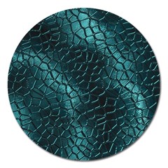 Texture Glass Network Glass Blue Magnet 5  (Round)