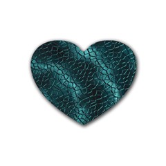 Texture Glass Network Glass Blue Rubber Coaster (heart)  by Vaneshart