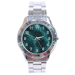 Texture Glass Network Glass Blue Stainless Steel Analogue Watch