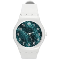 Texture Glass Network Glass Blue Round Plastic Sport Watch (M)